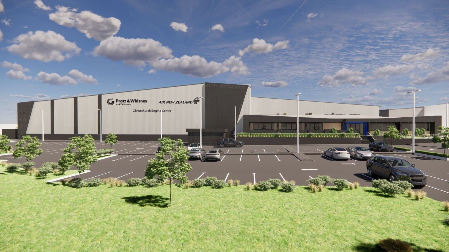 Artist rendition of the completed Christchurch Engine Centre